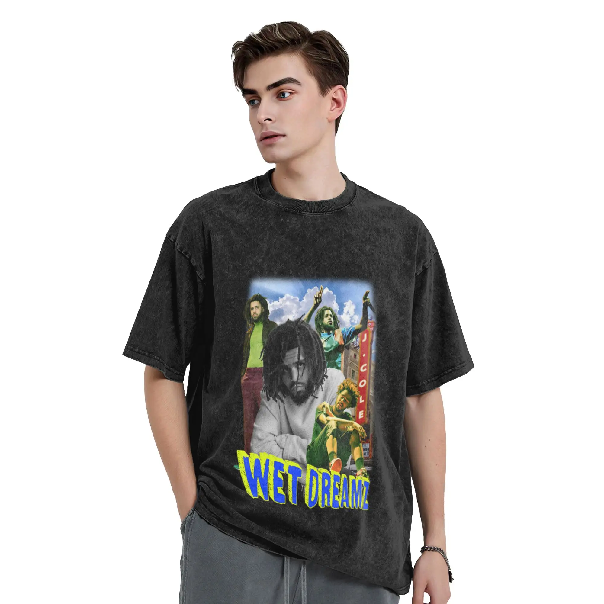 J Cole Wet Dreamz Classic Cool A Washed T Shirt Men's Women's Oversized Cotton Tees Tops