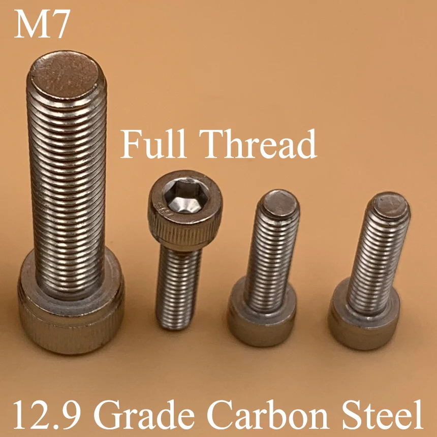 

M7*10/12/16/20/25/30/35 1mm Pitch Full Half Thread 12.9 Grade Nickel Plated DIN912 Cap Allen Head Bolt Hex Hexagon Socket Screw