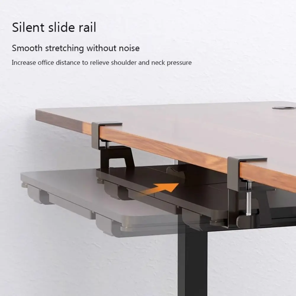 

Space Saving Keyboard Bracket Slide-out Drawer Adjustable Keyboard Mouse Tray Stable Load-bearing Punch-free