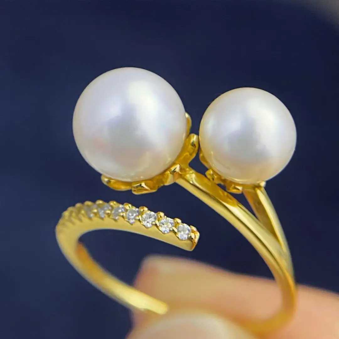 

Wholesale 925 Sterling Silver Adjustable Ring Mount Settings Findings Mountings Accessory Parts for 6-8mm Pearls 5pcs/lot