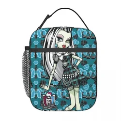 Graffiti Girl Lunch Bag Monster High Kawaii Lunch Box For Women Picnic Portable Zipper Cooler Bag Oxford Thermal Lunch Bags