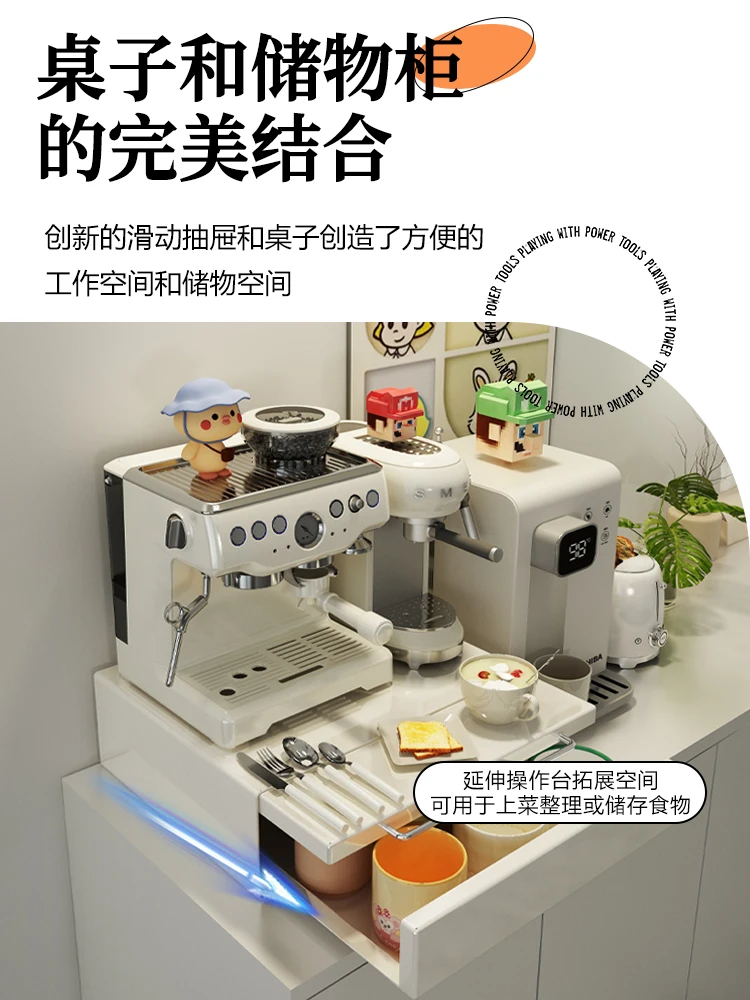 Environmental diagram dust-proof tabletop, dining cabinet, water cup storage cabinet, coffee countertop storage rack, coffee mac