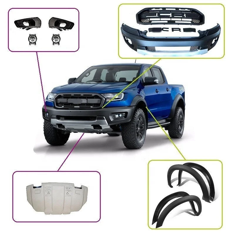 Raptor Style Front Bumper Upgrade Body Kits for Ford Ranger 2015+ T7/T8 Conversion