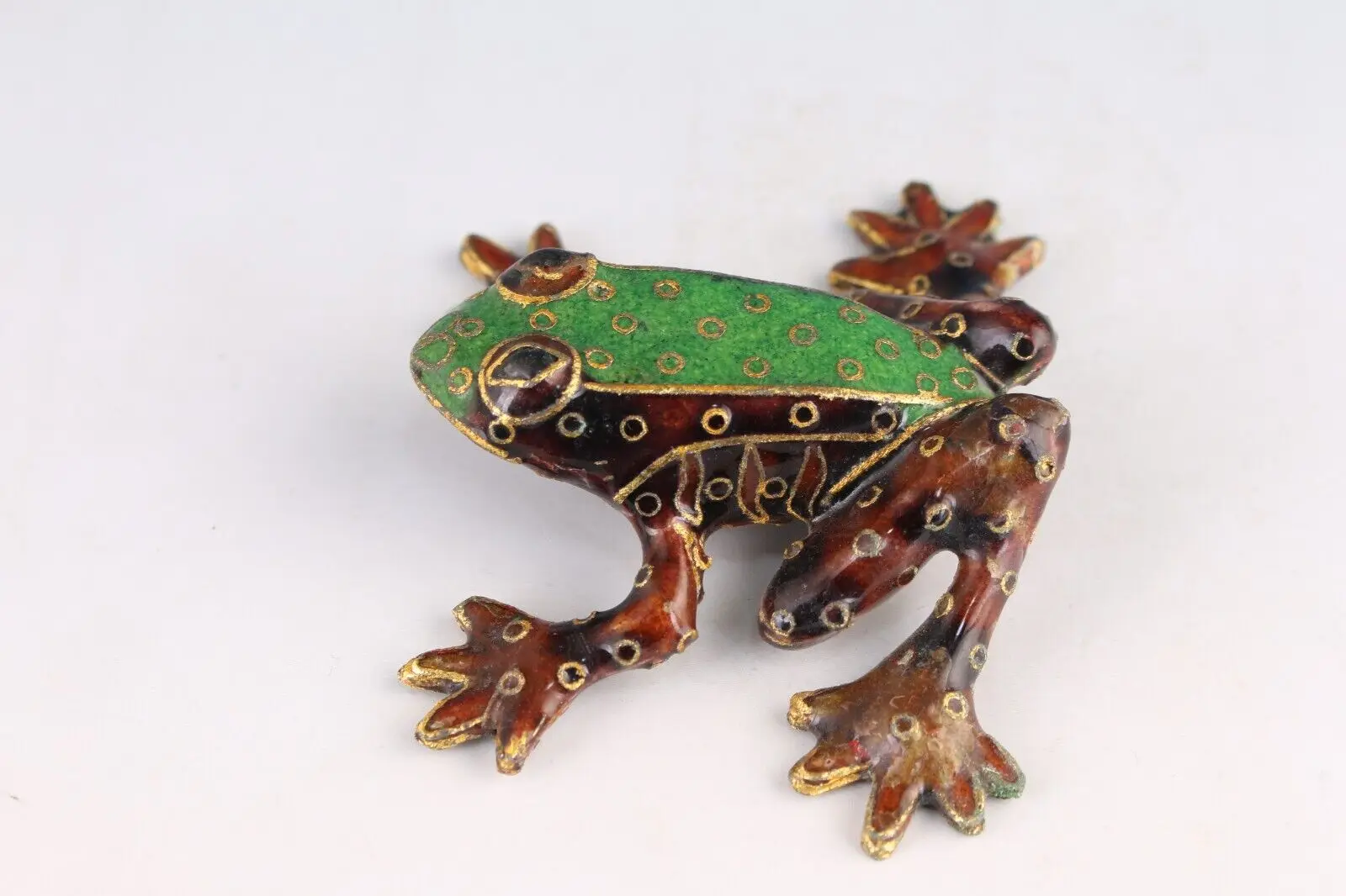 chinese old cloisonne hand painting frog statue figure collectable Art gift