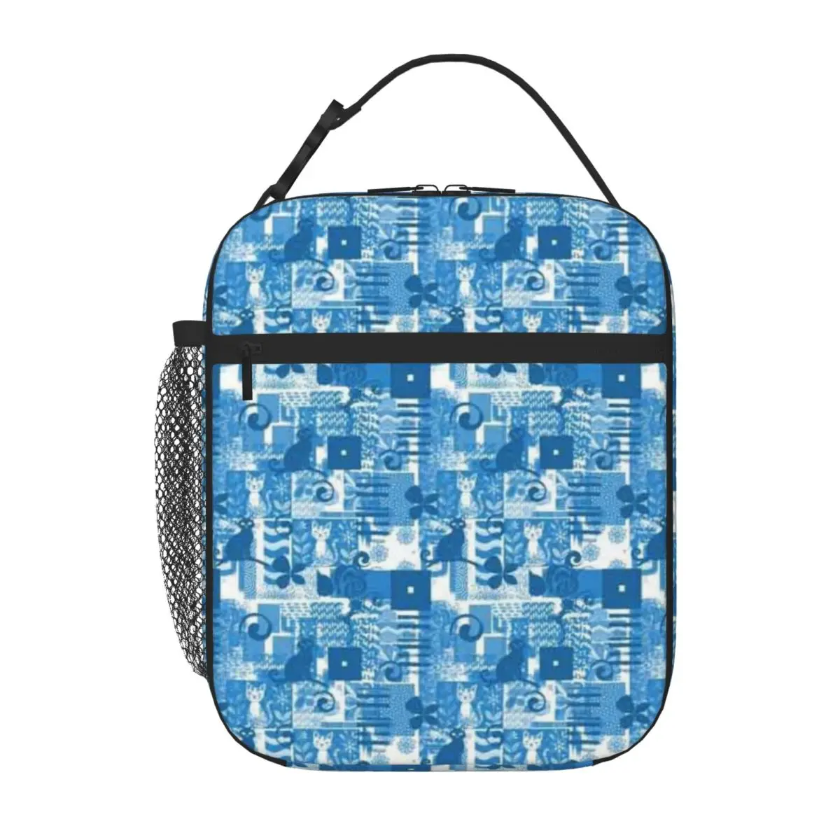 Bestselling Cats In Blue Seamless Repeat Casual Insulated Lunch Bag Train Ride Camping Lunch Bag