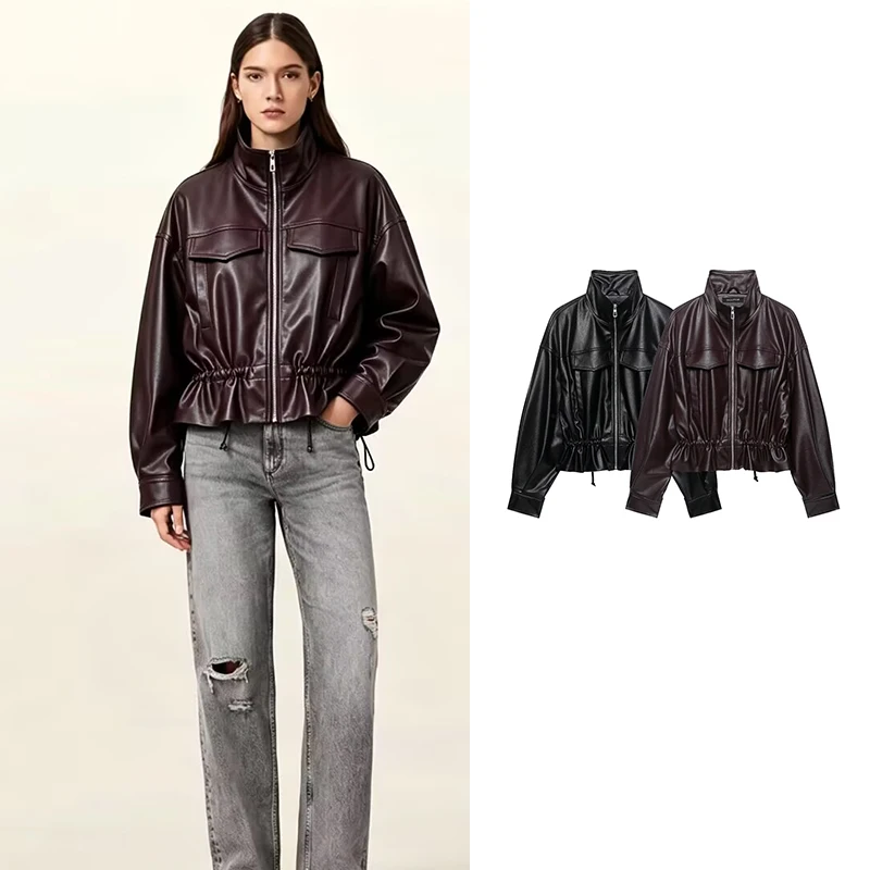 Autumn 2026 New Women's Jackets Blouse Fashion PU leather Waterproof Warm Winter Jackets Women's Chic Street Youth Unique Coats