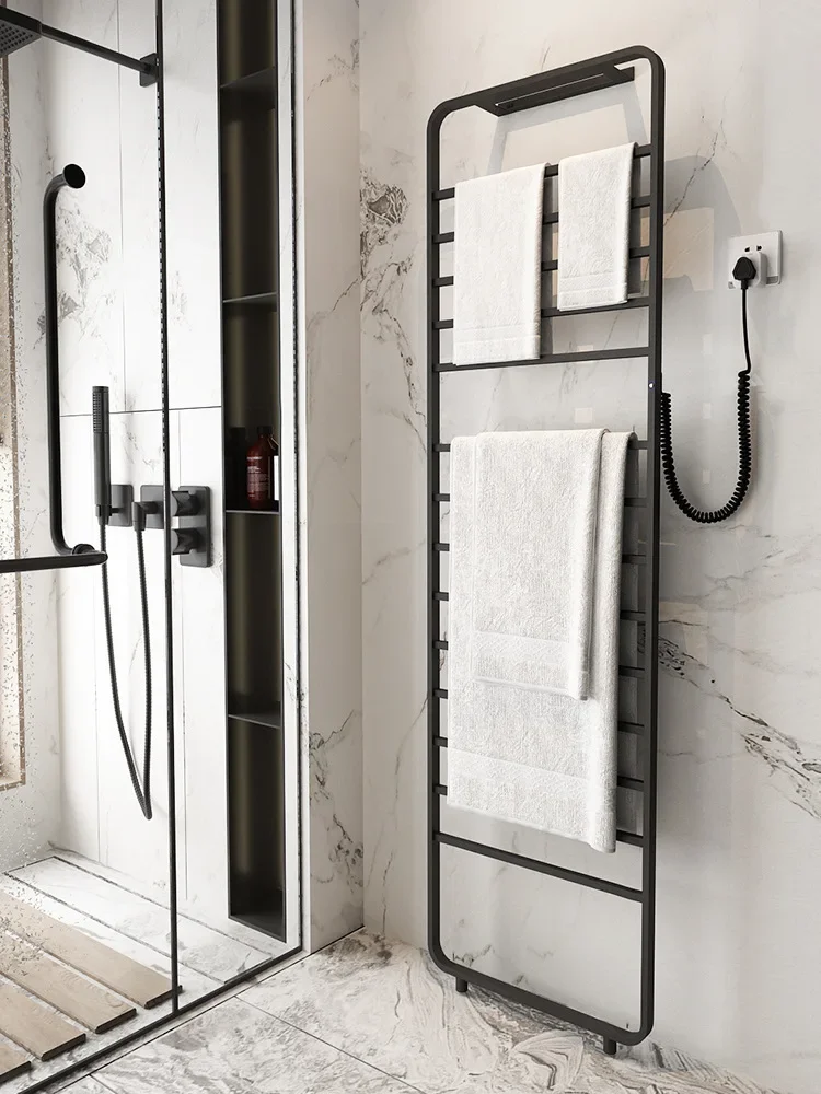 

Bathroom floor mounted electric heating towel rack, movable household bathroom storage rack, towel drying rack, wall mounted
