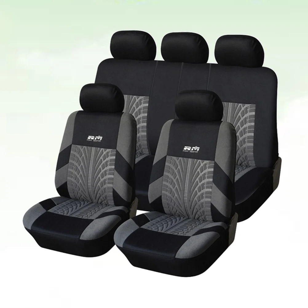 9 Pcs Car Front Seat Cover Mat Accessories Letter Embroidery Protector Interior Accessory Cushion