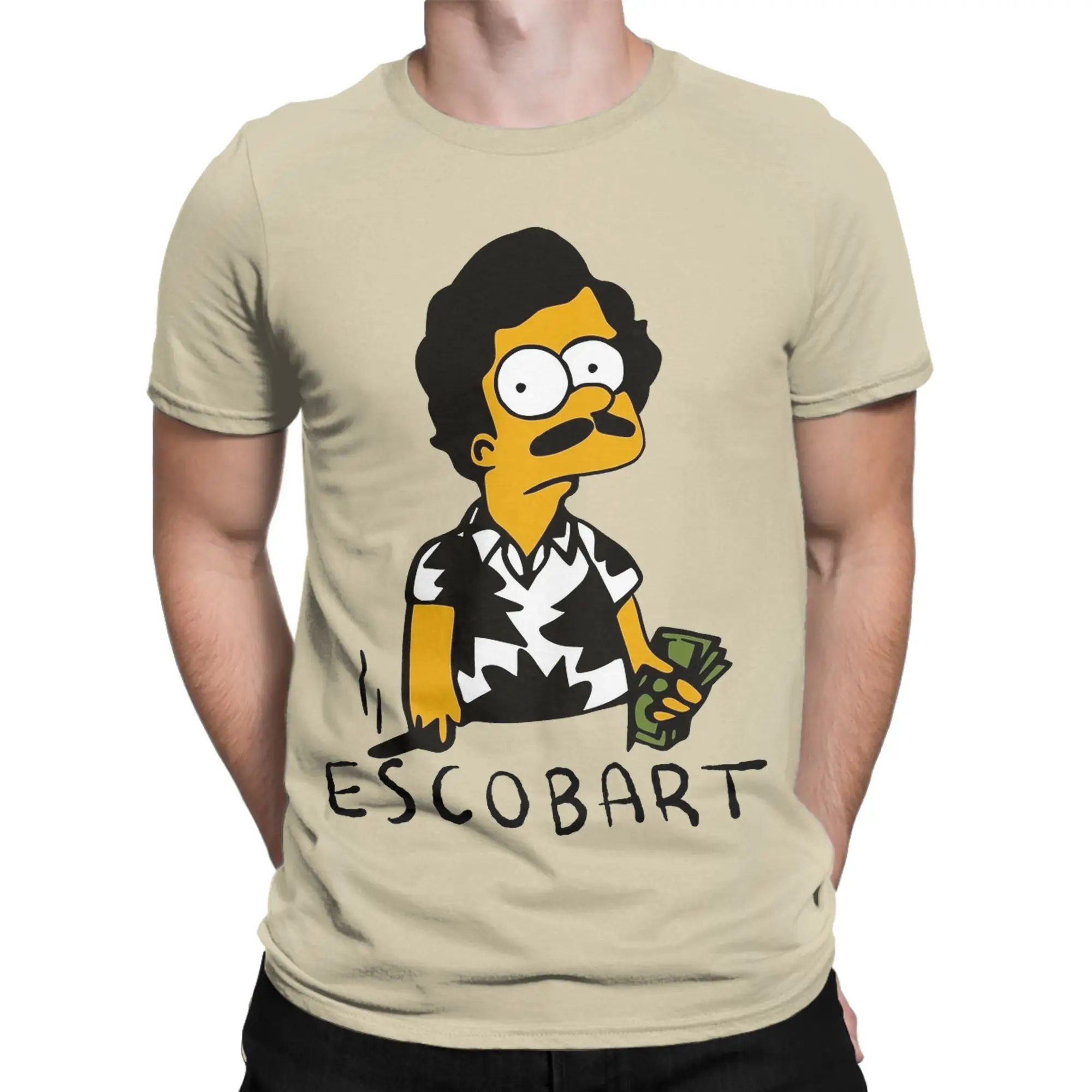 Pablo Escobar bart T Shirt Men's  100% Cotton Vintage T-Shirts Round Collar  Tees Short Sleeve Clothes Unique