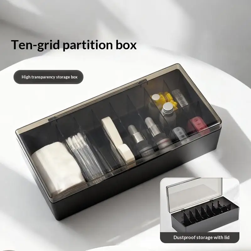 

Коробка для хранения с 10 сетками, контейнеры-органайзеры для рукоделия, инструменты для хранения аксессуаров для ногтей, органайзер с несколькими сетками, косметические профессии