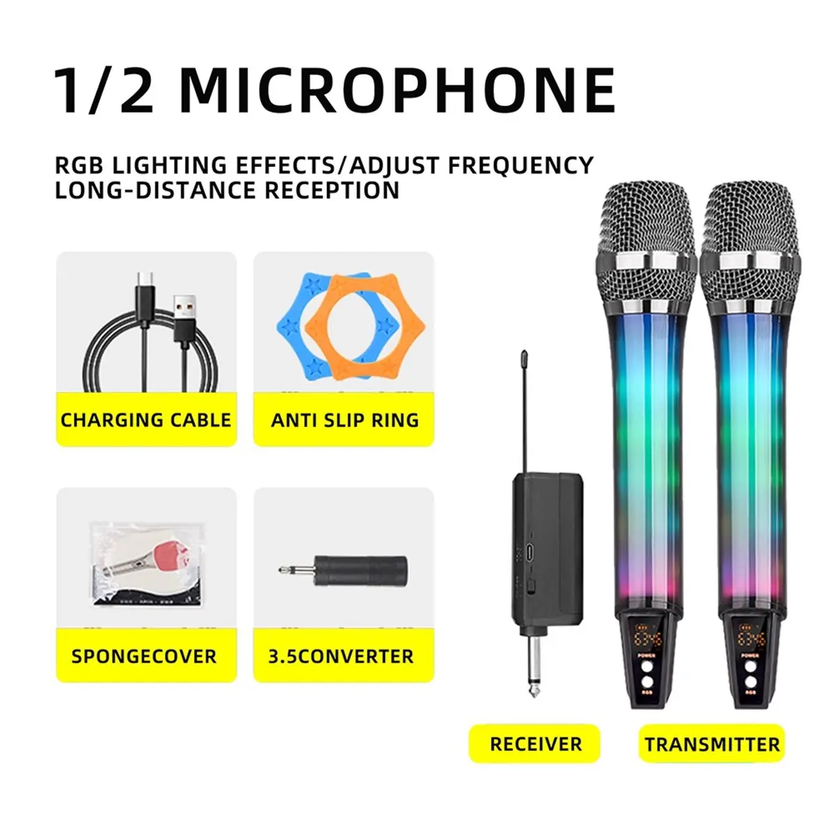 618 Mega Sale RGB 2.4G Wireless Microphone Live Broadcast Sound Card Outdoor Audio Singing Audio Audio Streaming Media Player B