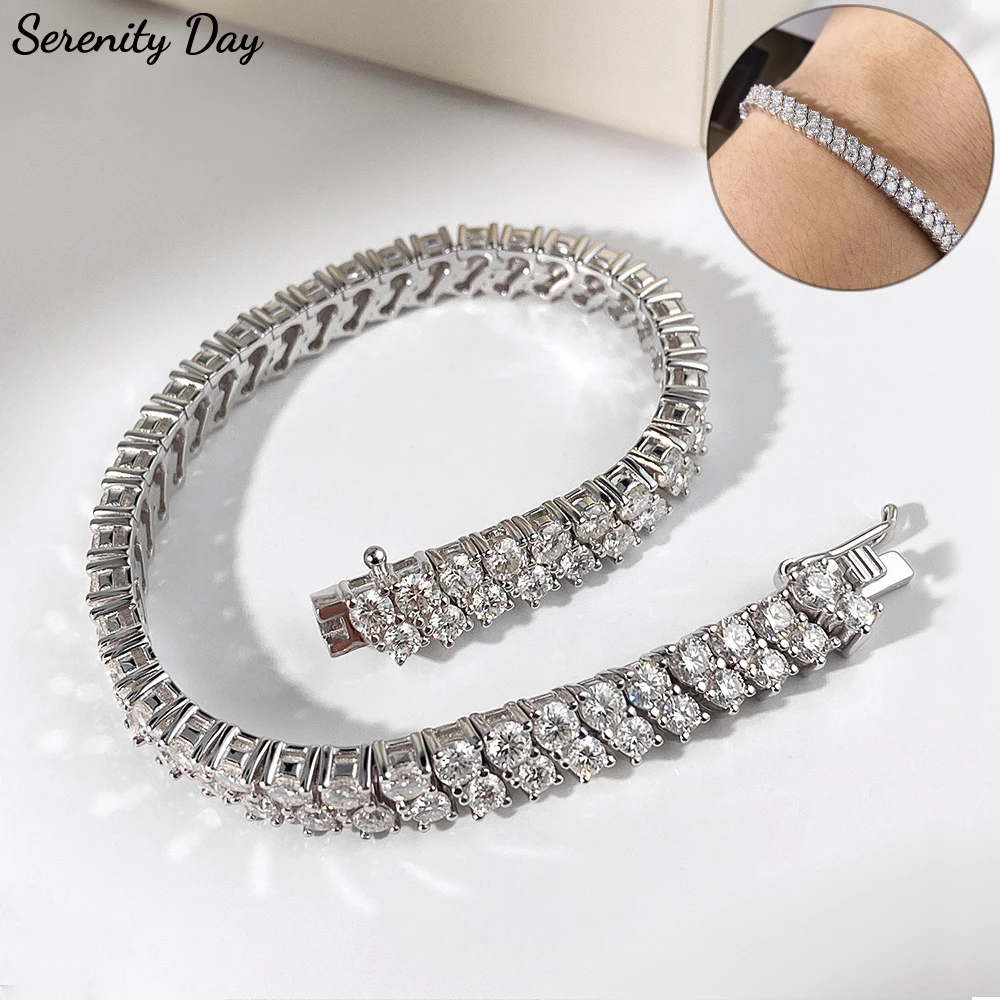 

Serenity 2 Row 2.5mm 3mm D Color Moissanite Tennis Bracelet for Women Men Gift S925 Sterling Silver Sparkling Diamond Hand Chain