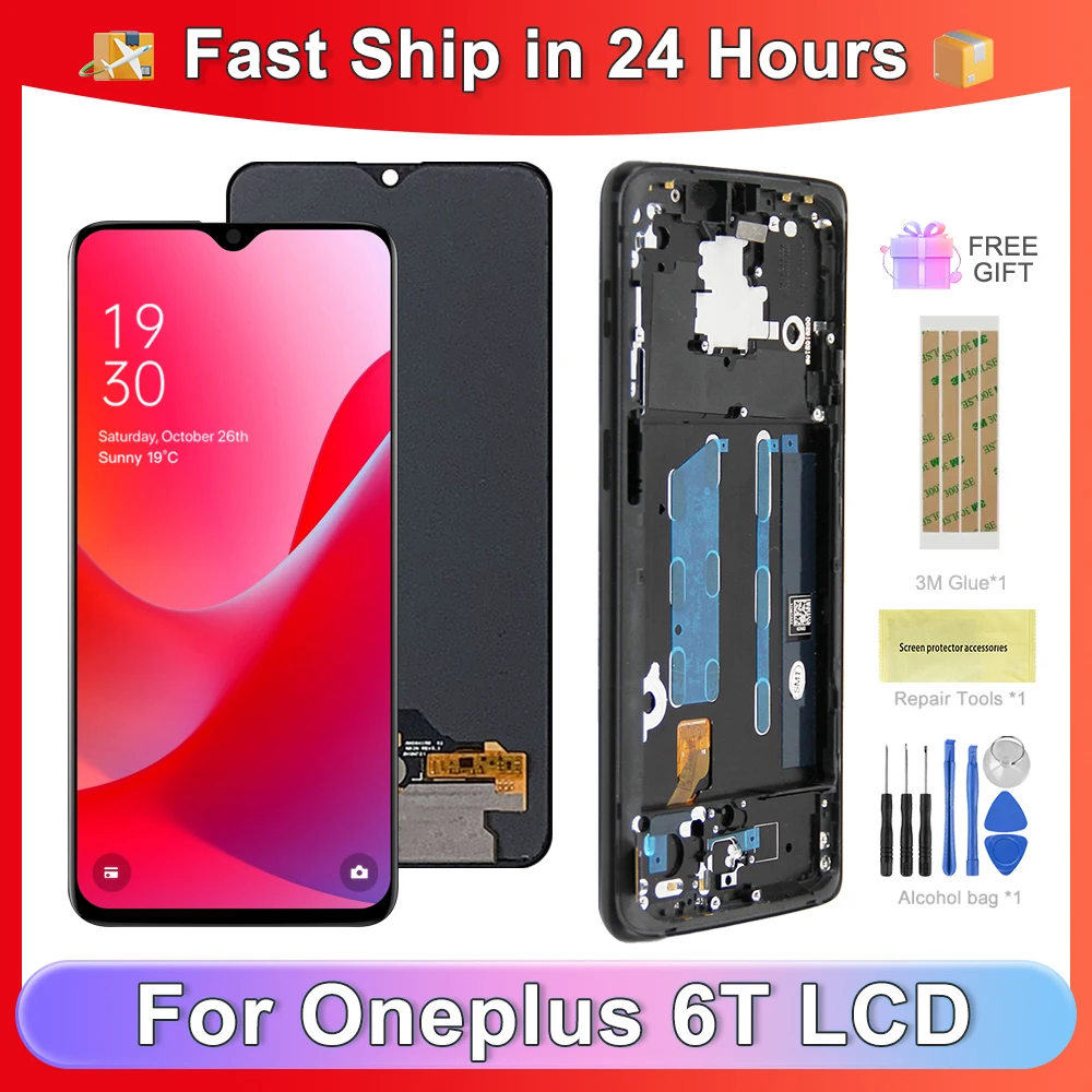 For  1+6T 6.41\'\'For OnePlus 6T A6010 A6013 LCD Display Touch Screen Digitizer Assembly Replacement