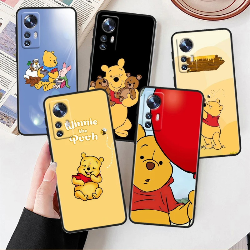 Cool Disney Winnie Bear For Xiaomi Mi 10T 10S 9T 9 SE 8 A3 A2 A1 6X 5X CC9E Note 10 Lite Pro Mix 3 Black Soft Phone Case