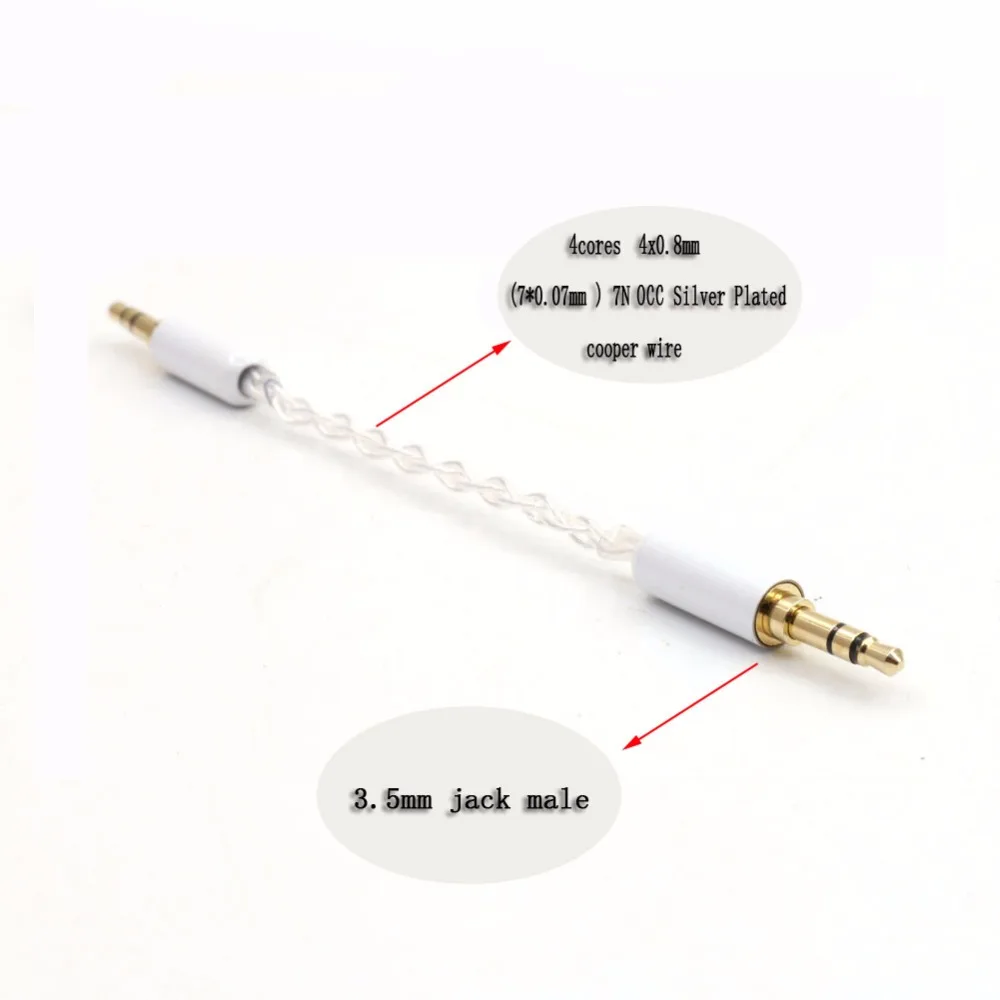 

HiFi 10cm Silver Plated 3.5mm Male to 3.5mm Male Stereo Audio Hifi Audio cable car AUX wire jump cable