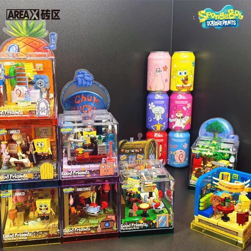 

AREA-X SpongeBob Box Full Range of Building Blocks Mr. Patrick Star Krabs Assembles Models Collects Decorations Toys Gifts