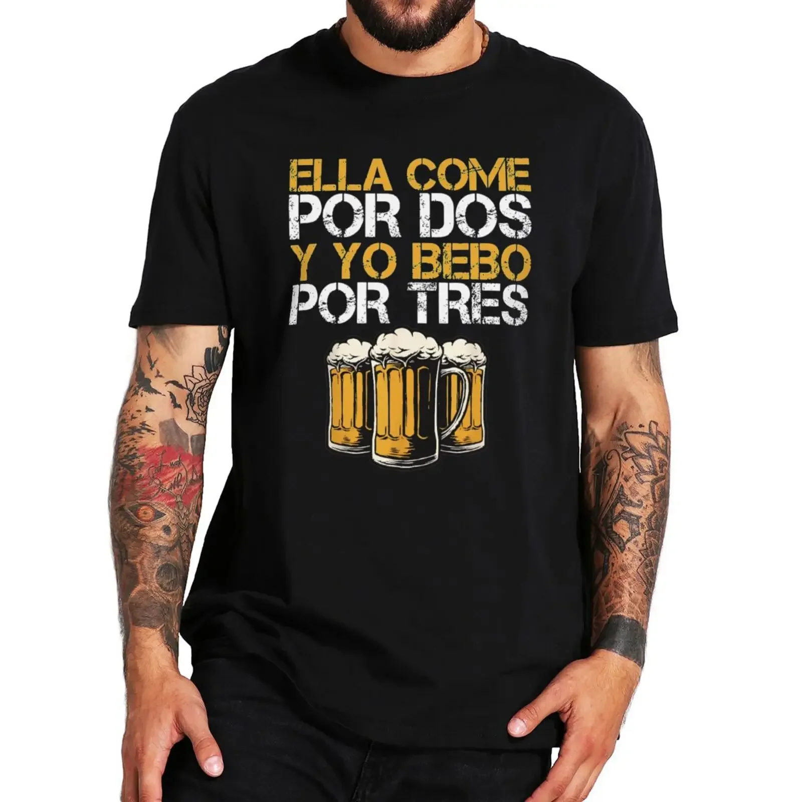 She Ate Two And I Drank Three T Shirt Funny Spanish Future Papa Beer Lovers Gift Men Clothing 100% Cotton Soft T-shirt EU Size