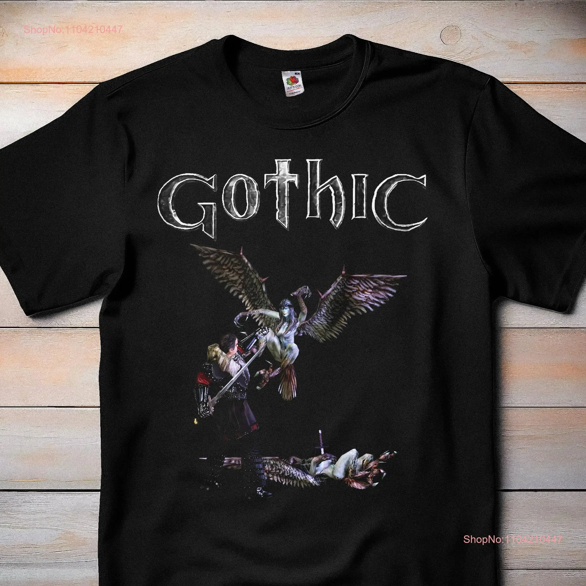 Harpy vs Baron Gothic 2001 Logo Classic Video Game T Shirt Retro Gamer Gaming Geeky Apparel long or short sleeves