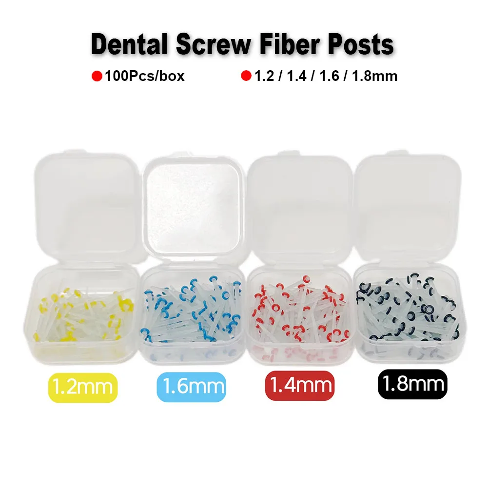Postes de fibra de parafuso dental, 400 peças, reparo de coroa, pilhas de canal radicular, restauração anterior de dente, vidro de quartzo, poste de ligação composto