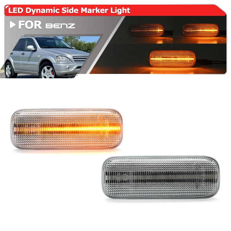 

Dynamic Sequential Side Marker Blinkers For Benz W163 Gen1 ML320 ML430 98-03 ML55 AMG 00-03 Flowing Turn Signal Parking Lights
