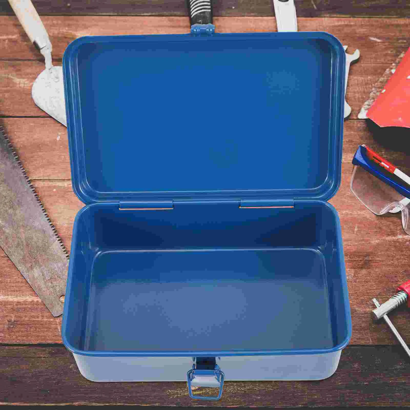 Tool Kits Iron Sheet Box Metal Toolbox Gadget Tools Storage Container Case Blue Chest