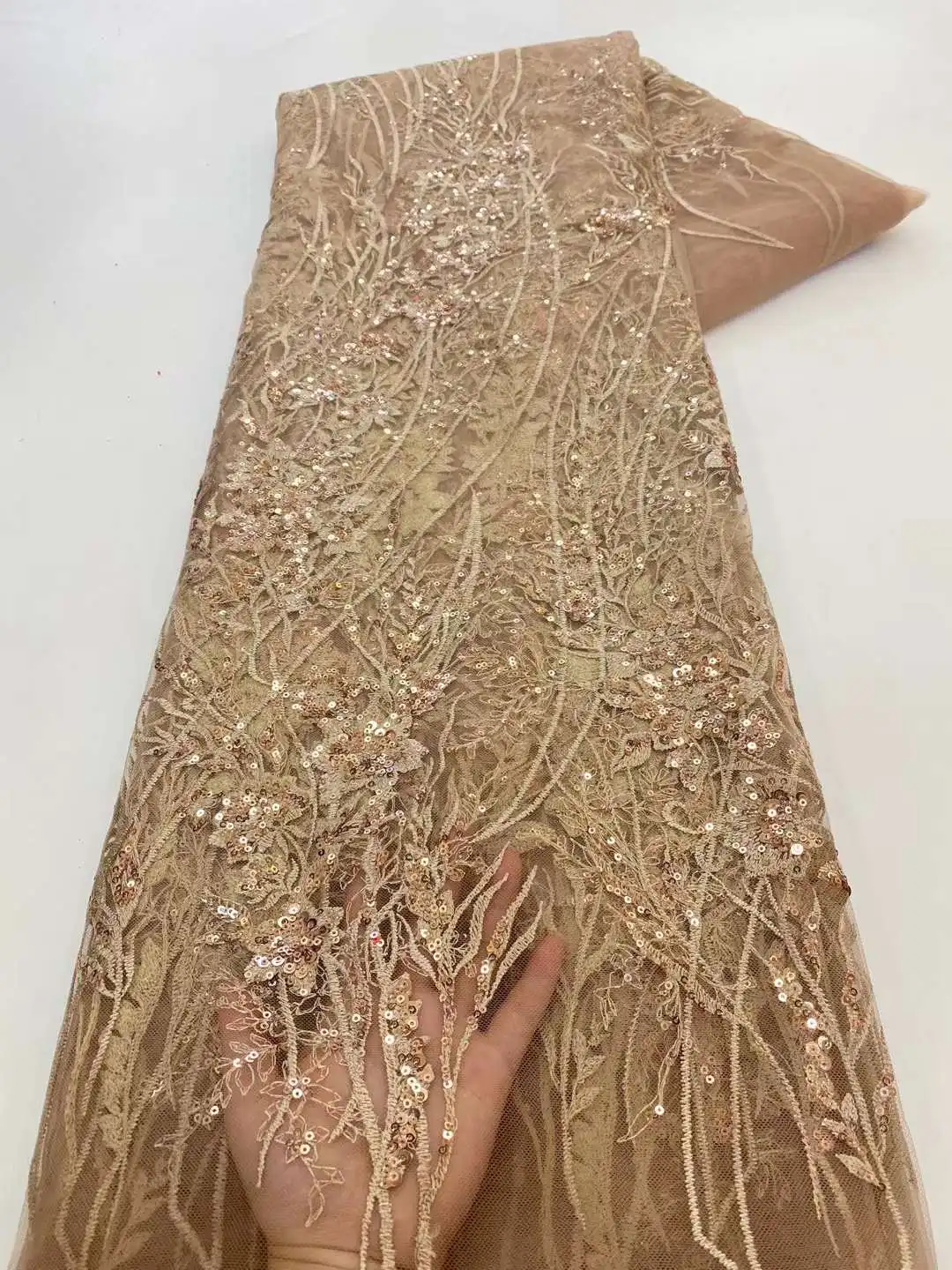 Tissu Africain en Dentelle à Paillettes pour Femme, Haute Qualité, NigWin Français, Robe de Soirée, 2024