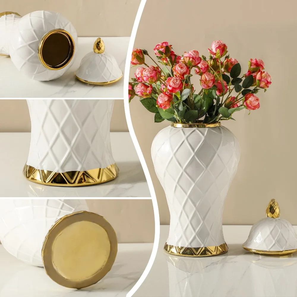 Nordic Decorative Jar Wedding Platinum Ginger Jar Vase Living Room Home Decoration Bottle Ginger Jar Luxury Home Decoration