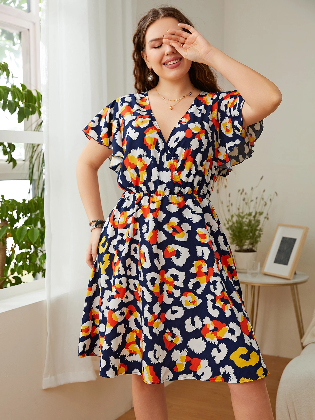 Large Size Elegant Women\'s Dresses for Party 2024 Casual Floral Print Summer Short Sleeve Dress Plus Size Clothing 3XL 4XL