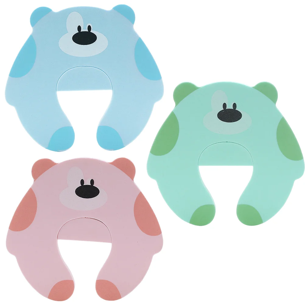 3pcs Cartoon Door Stop Adorable Door Stopper Finger Pinch Guard Baby Finger Protectors for Home Office Room (Green Blue and Pink