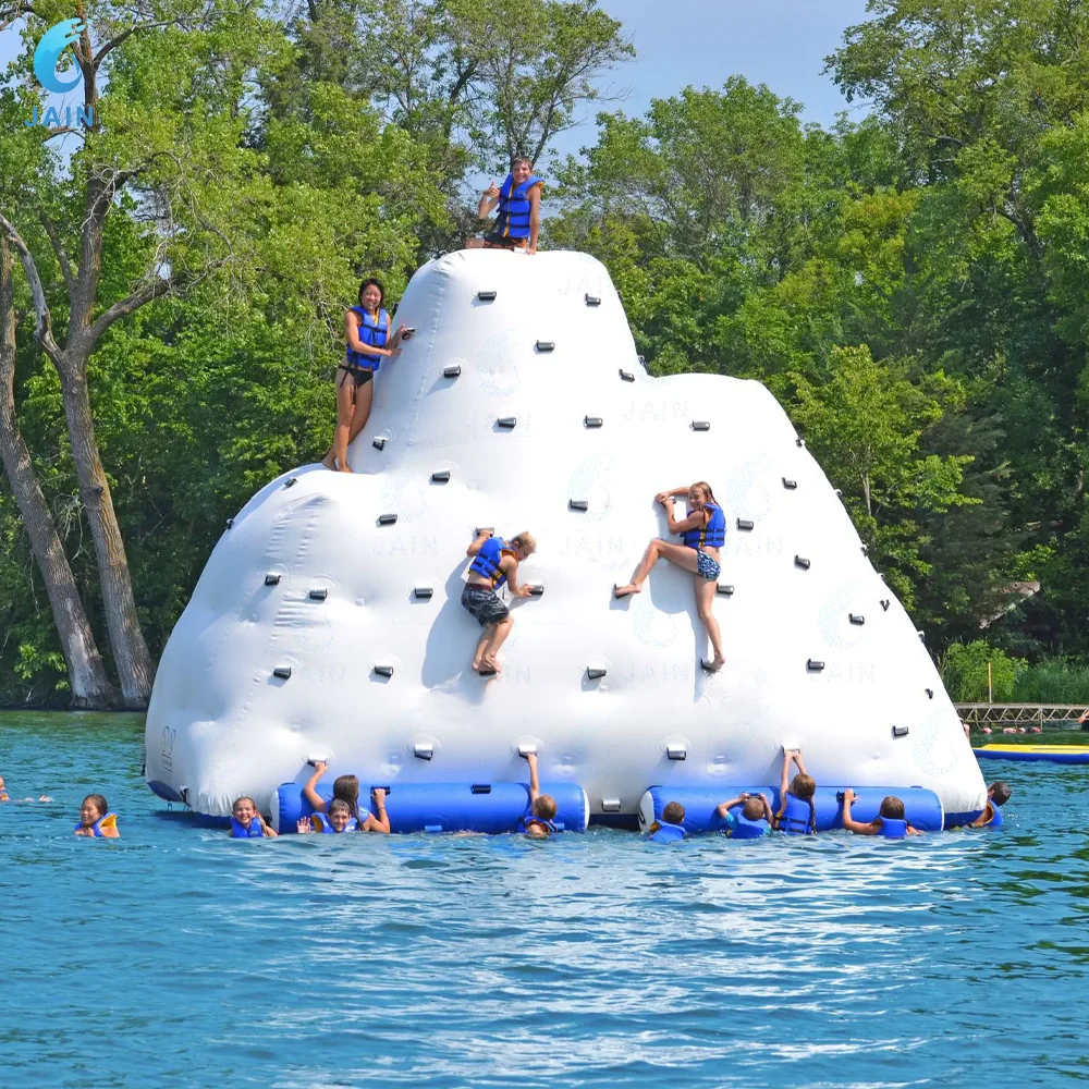 Giant Inflatable Water Rock Climbing lceberg Floating Rock Wall for Lake Pool, Fun Water Park Equipment, Outdoor Toy for Family