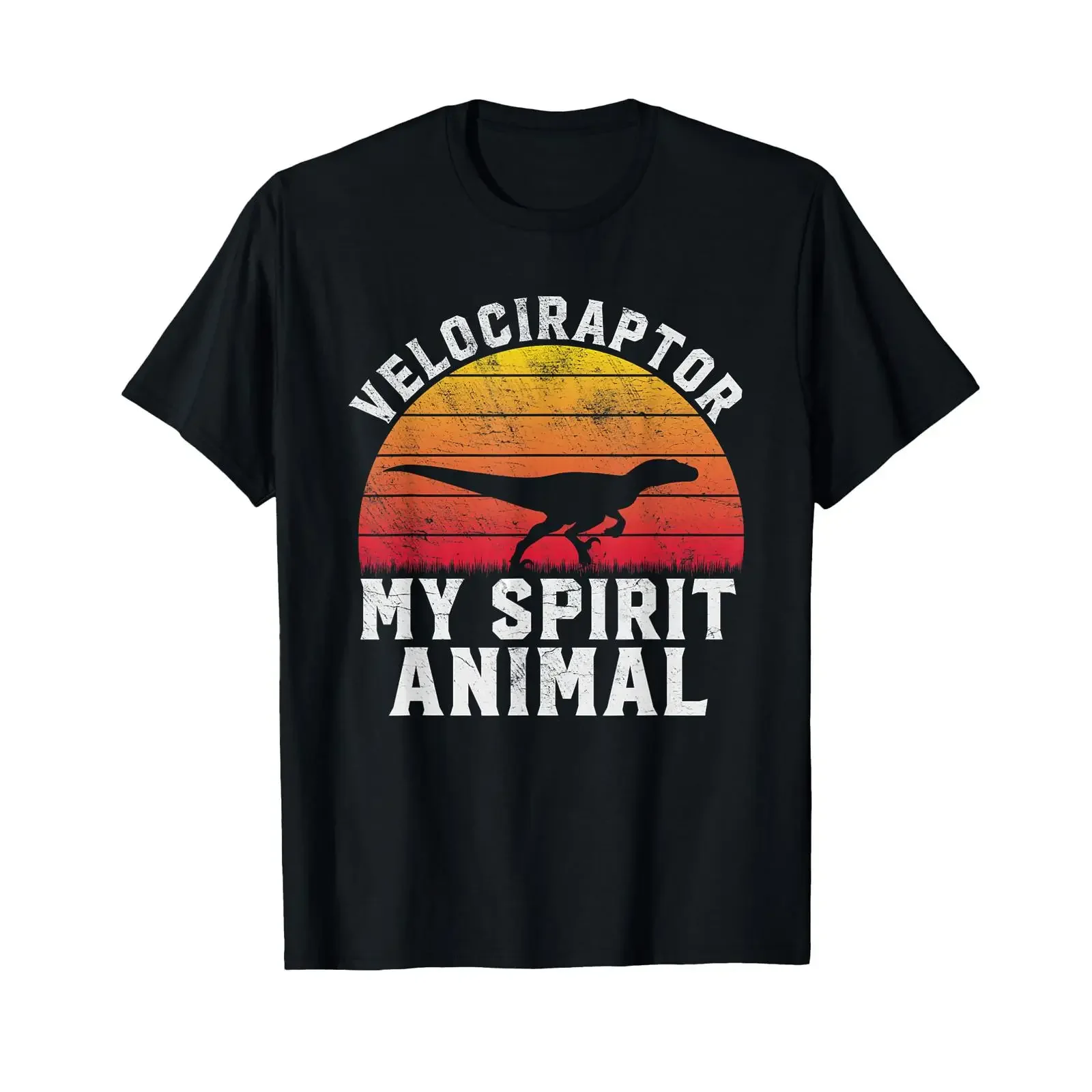 Velociraptor My Spirit Animal Dinosaur Retro Paleontology T Shirt vintage Washed Soft Stretched streetwear Unisex Casual