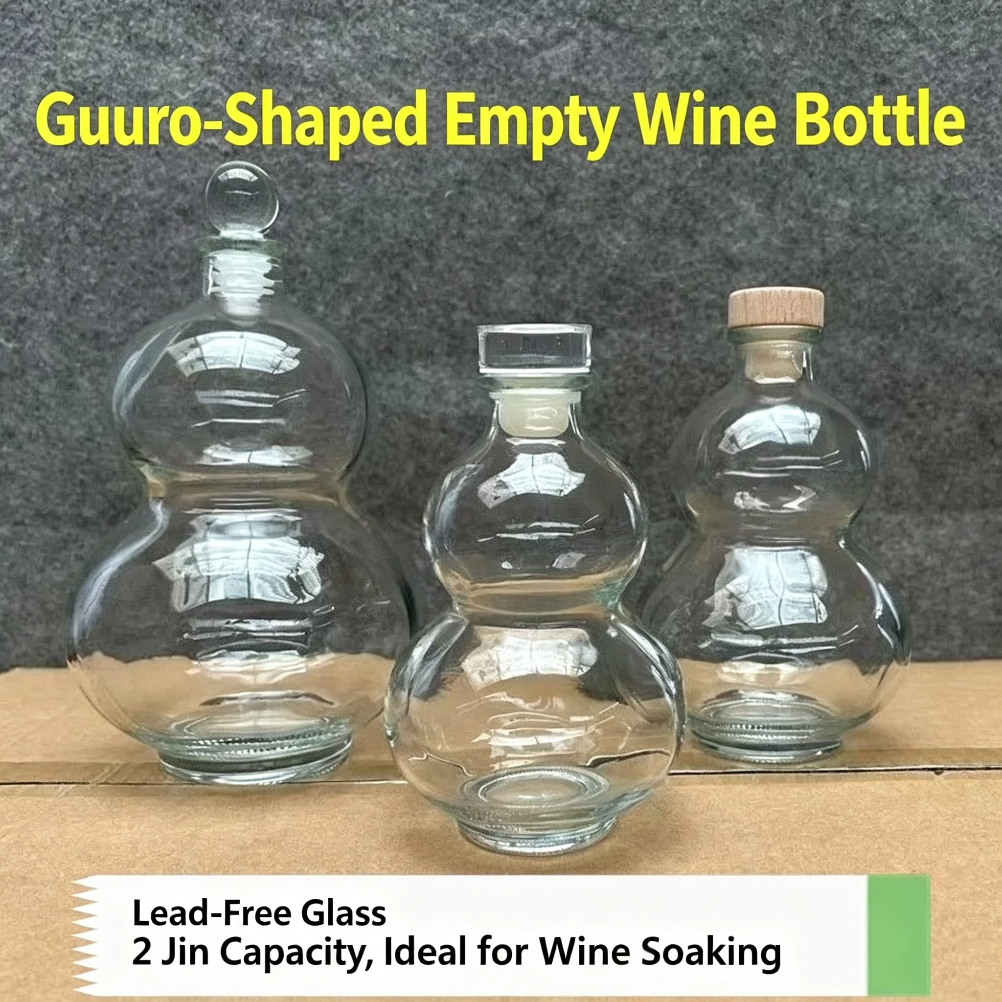 1L Unique Gourd Shaped Lead-Free Clear Glass Bottle 1000ml Thickened Multi-use Container for Wine Beverage Oil Sauce Home Decor