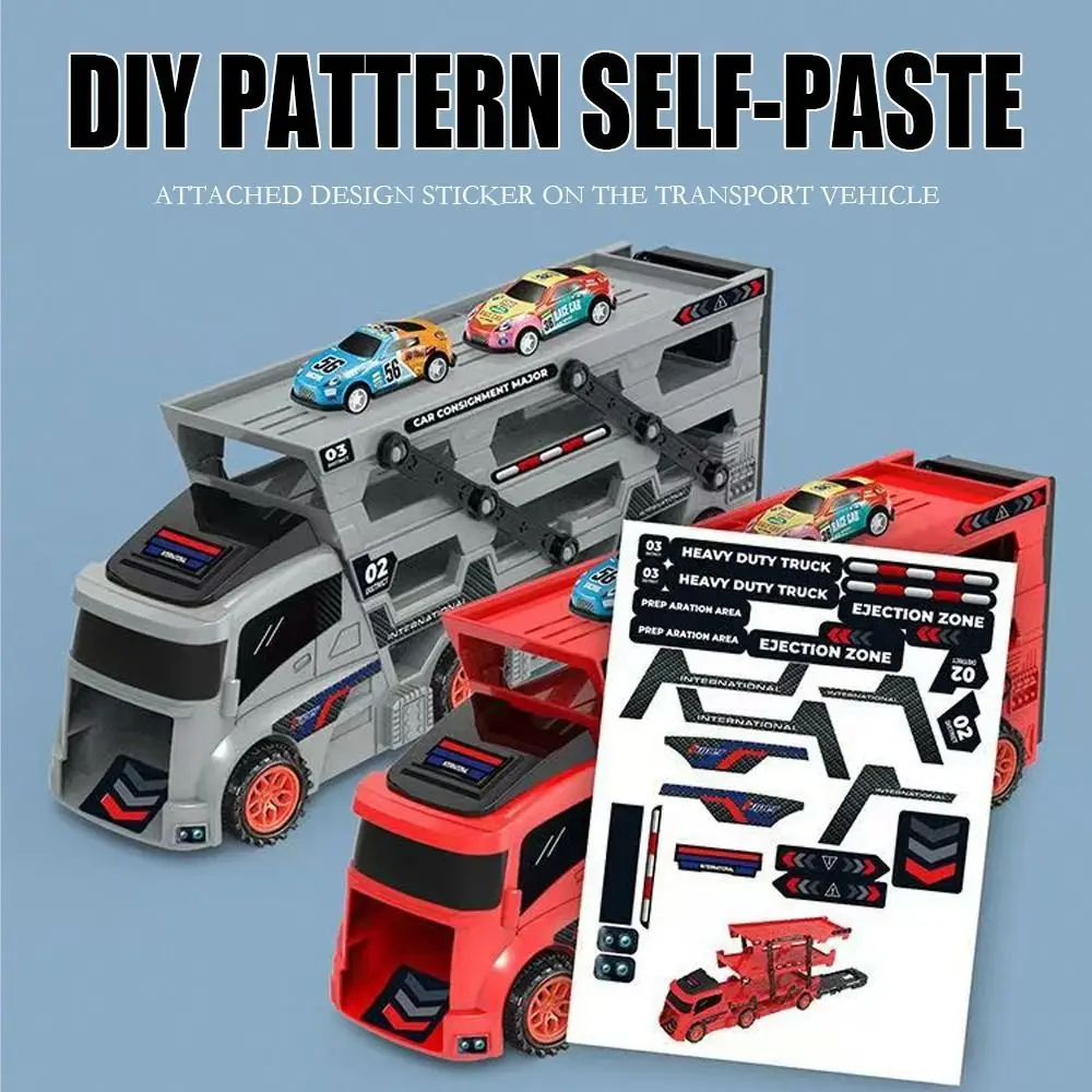 

Трехслойный катапультный грузовик с 6-сплавными автомобилями, деформированные контейнерные автомобили, грузовики, складная модель автомобиля, транспортер грузовика для мальчиков