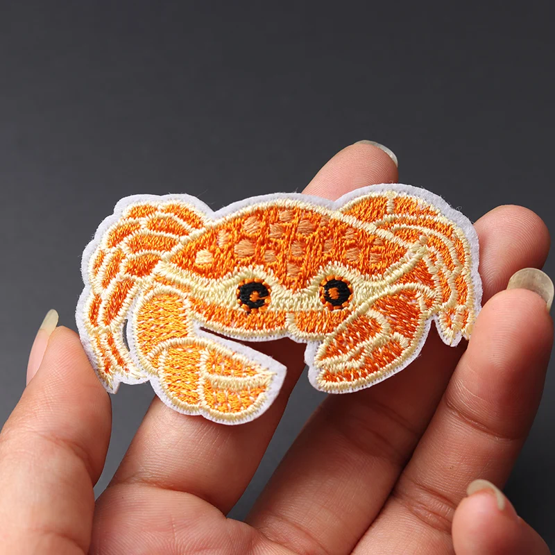 

Cute marine animals crab Patches Size:7x4.1cm Cartoon Iron On Cloth Embroidered Applique Sewing Clothes Apparel Accessories