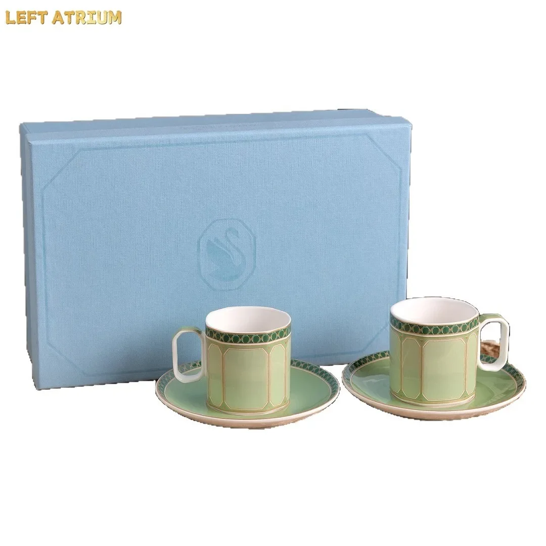 Swan Ceramic Afternoon Tea Coffee Cup Saucer Colorful Set High Value Gift Box Present For Birthday Housewarming