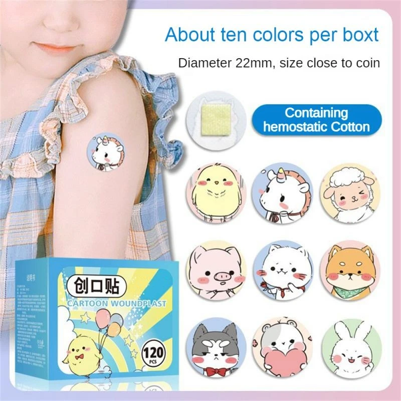 120pcs/Lot Cartoon Animal Pattern Band Aid Hemostasis Adhesive Bandages First Emergency Kit Wound Plaster Patches For Kids