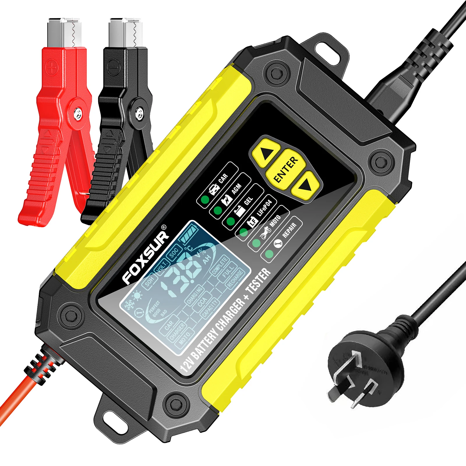 FOXSUR 12V 6-A зарядное устройство и тестер для мотоциклов и автомобилей