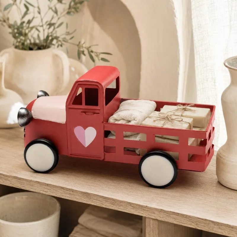 Creative Wrought Iron Pickup Truck Shape Flower Pot Outdoor Courtyard Balcony Succulent Plant Bonsai Pot Craft Garden Decoration