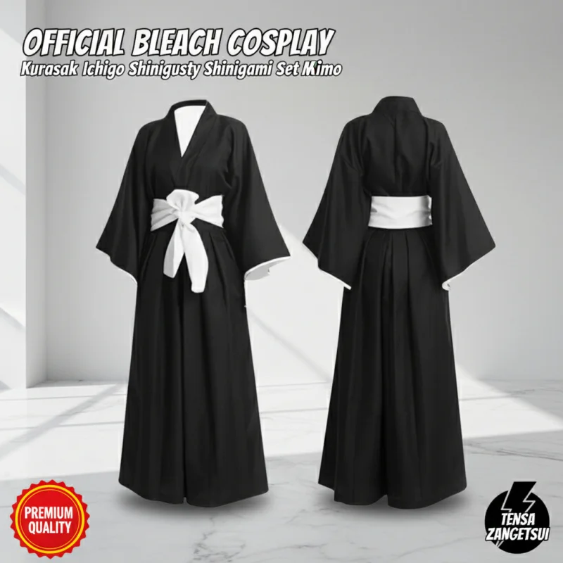 

☆SunlCos Anime Bleach Kurosaki Ichigo Cosplay Tensa Zangetsu Costume Set Soul Society Shinigami Kimono Unisex☆