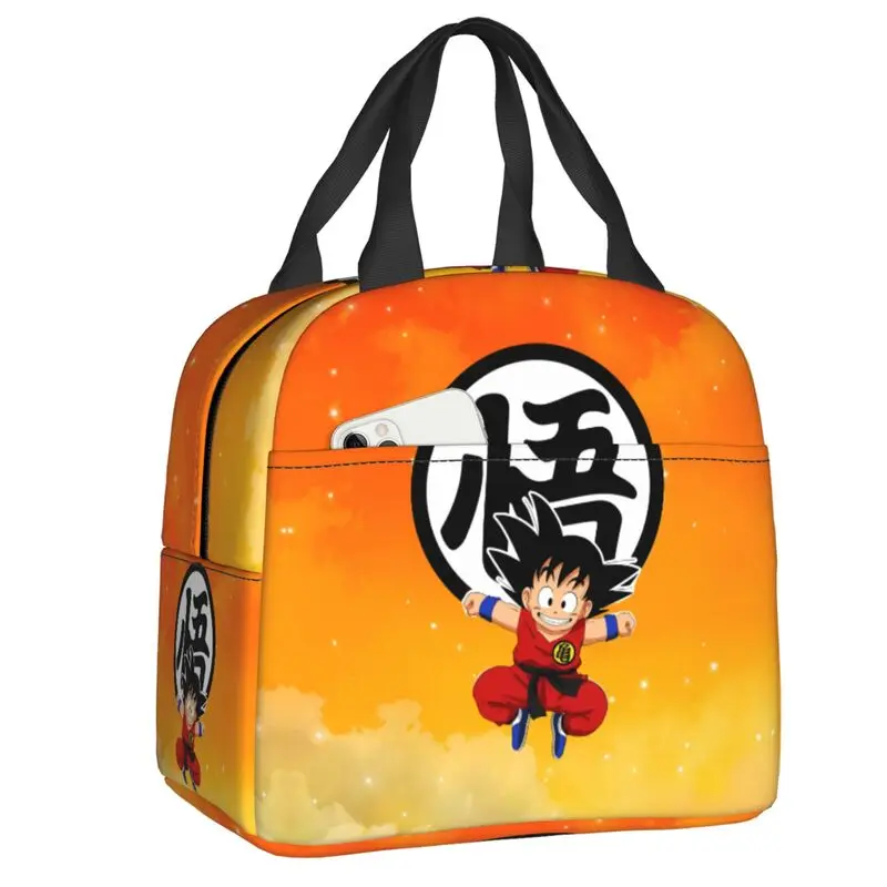 Lonchera térmica con aislamiento de Anime Goku Dragon Ball Z para mujer, bolsa térmica reutilizable para el almuerzo, contenedor de comida para pícnic, bolsas de mano