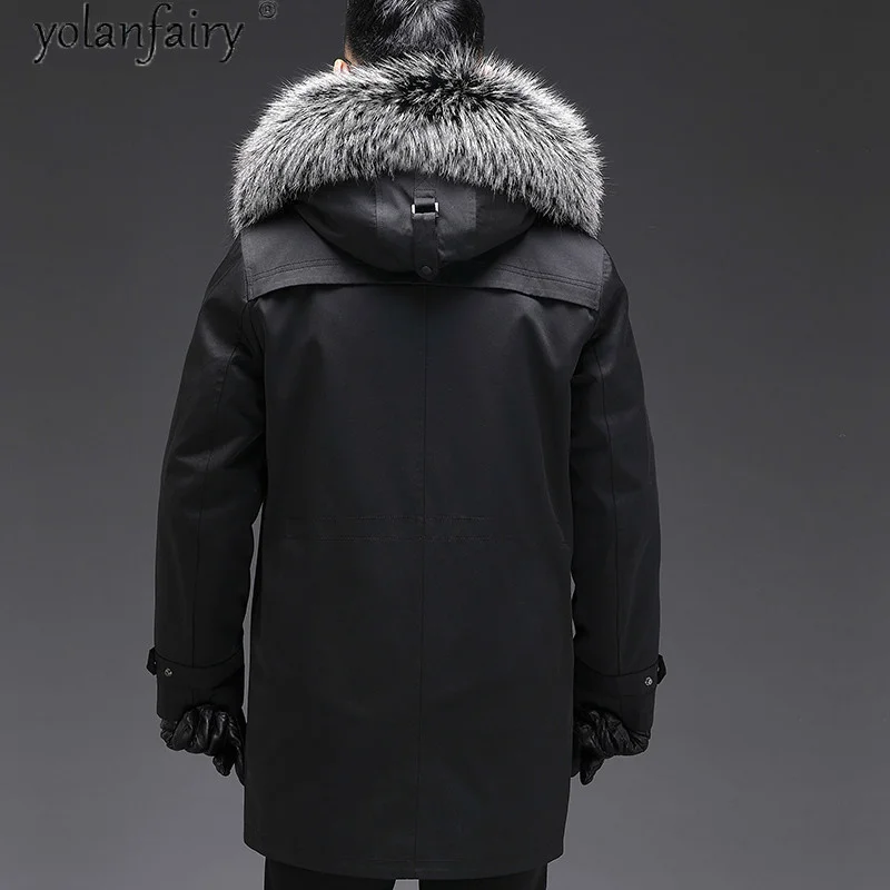 Mink Fur Natural Coat Parka Winter Jacket Men Fox Fur Collar Hooded Real Mink Fur Lining Luxury Erkekler Parkas 2023 19-4001 KJ