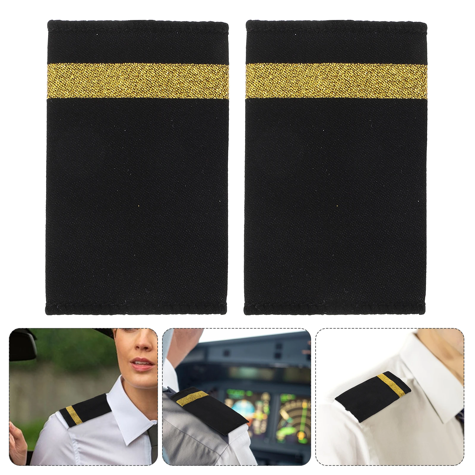 

1 Pair Soft Shoulder Boards Epaulets Pilot Uniform Accessories Aviation Costume Captain Epaulettes Lightweight Stage Performance