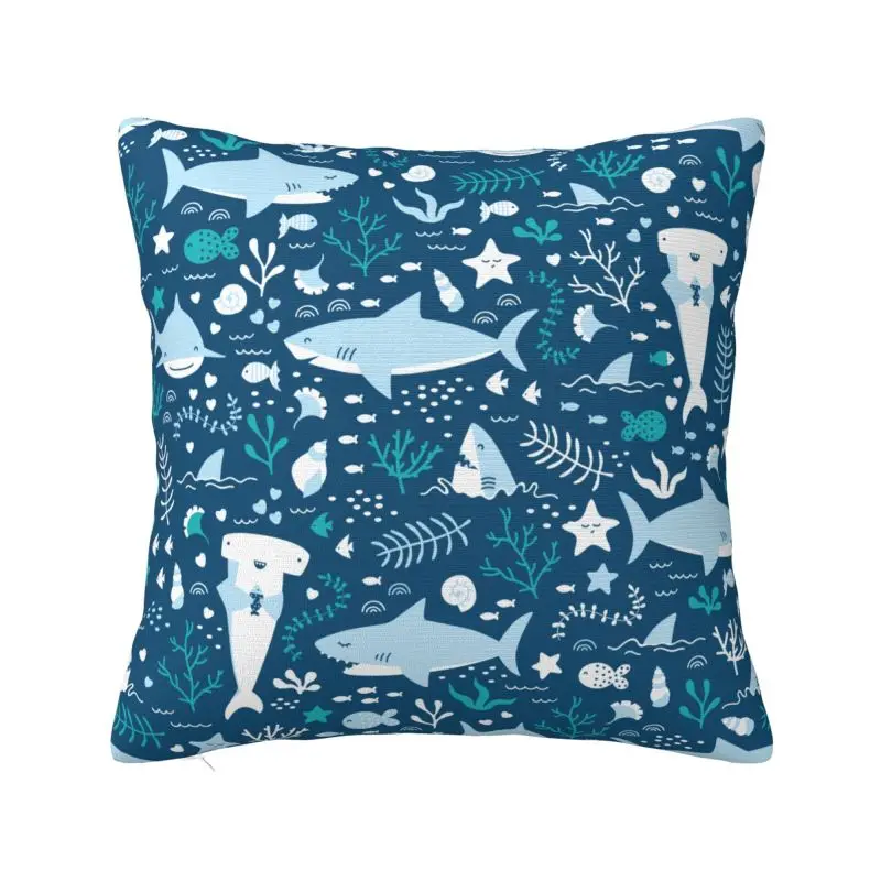 Modern Ocean Animal Shark Cushion Cover 66*66 cm Velvet Throw Pillow Case for Living Room Sofa Chair Pillowslip