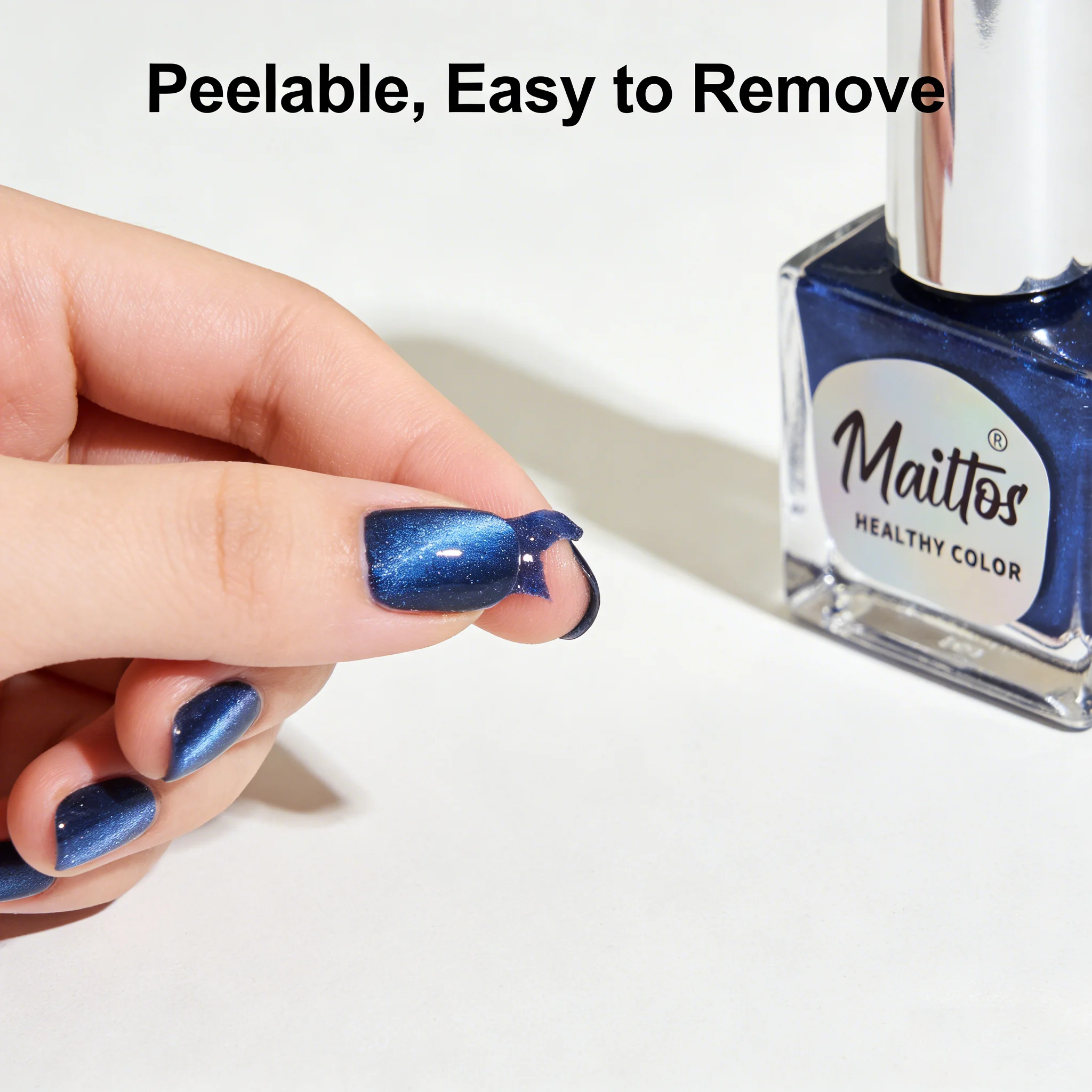 WA540 Denim 12ml No-bake Cat's Eye Water-based Nail Polish, Odorless, With Magnet, It Dries Quickly No Need UV Lamp, Easy Tear