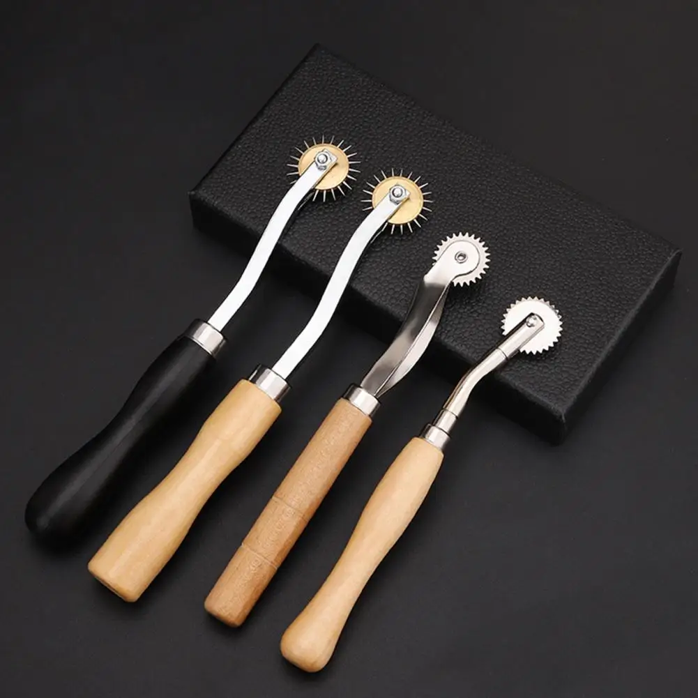 Faux Leather Crafting Tool Wooden Handle Sewing Tracing Wheel 2/3mm Needle Point Marking Tool Craft Pattern Tracer for Faux