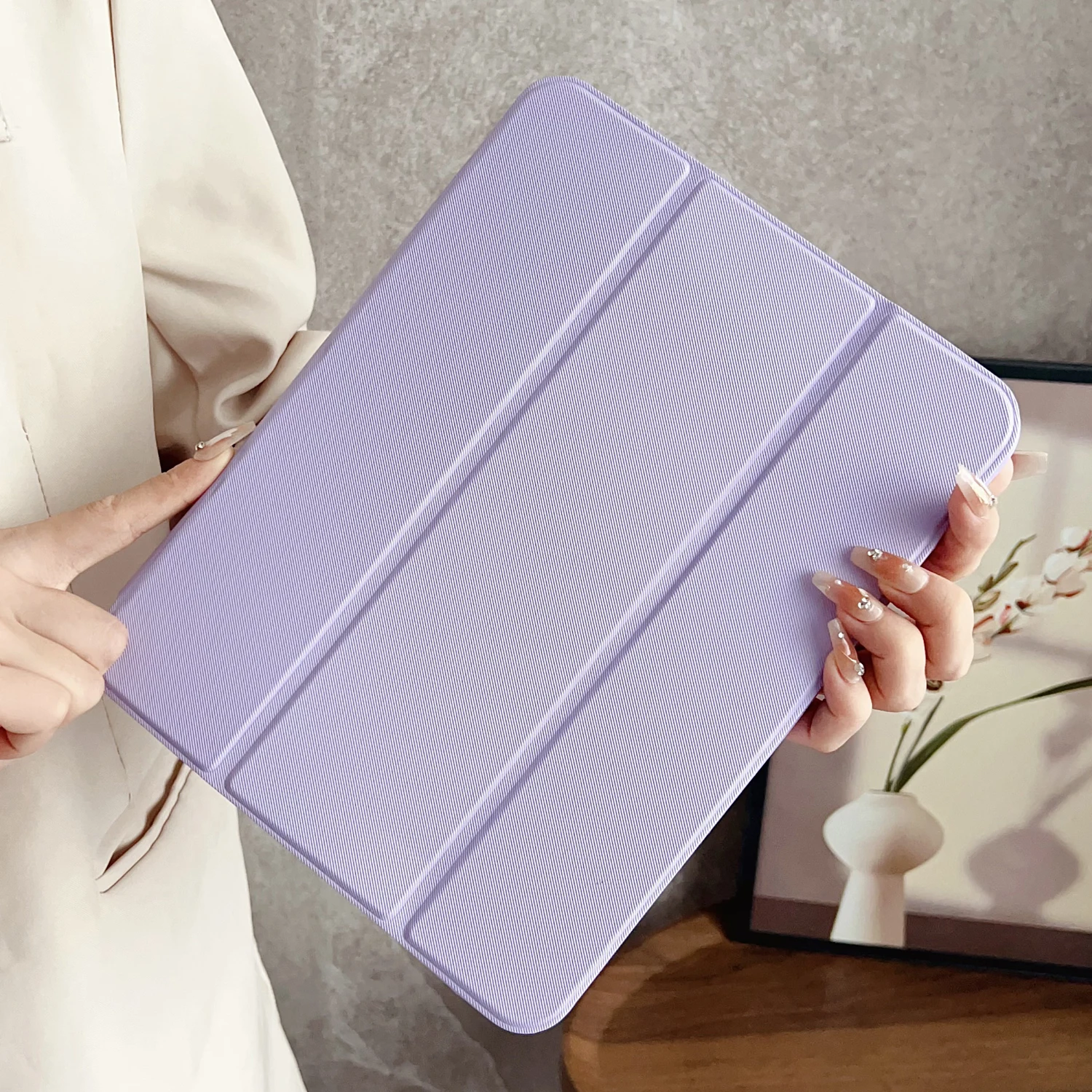 For iPad 5 6 7 8 9 10th Generation Case Air Pro 2024 MINI 3 4 Pro 11 12.9 13 inch Leather Cover Pen Holder Stand Oblique Texture