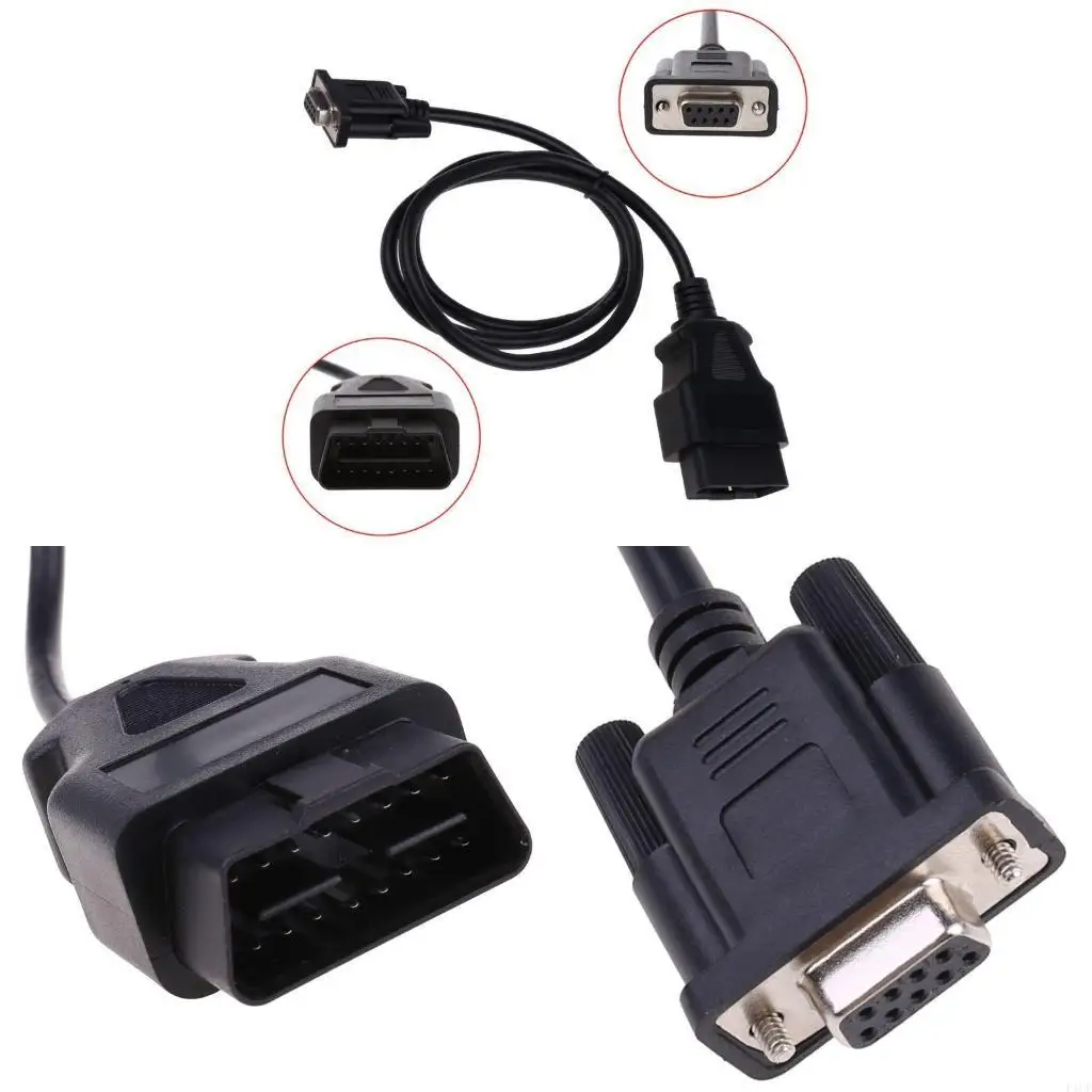 F1CF Universal OBD2 16Pin TO DB9 RS232 Adapter Cable Car Auto Diagnostic
