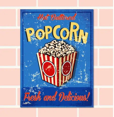 HOT BUTERED POPCORN Retro Metal Sign Man Cave Bar Pub Plaque Party Vintage Gift sign