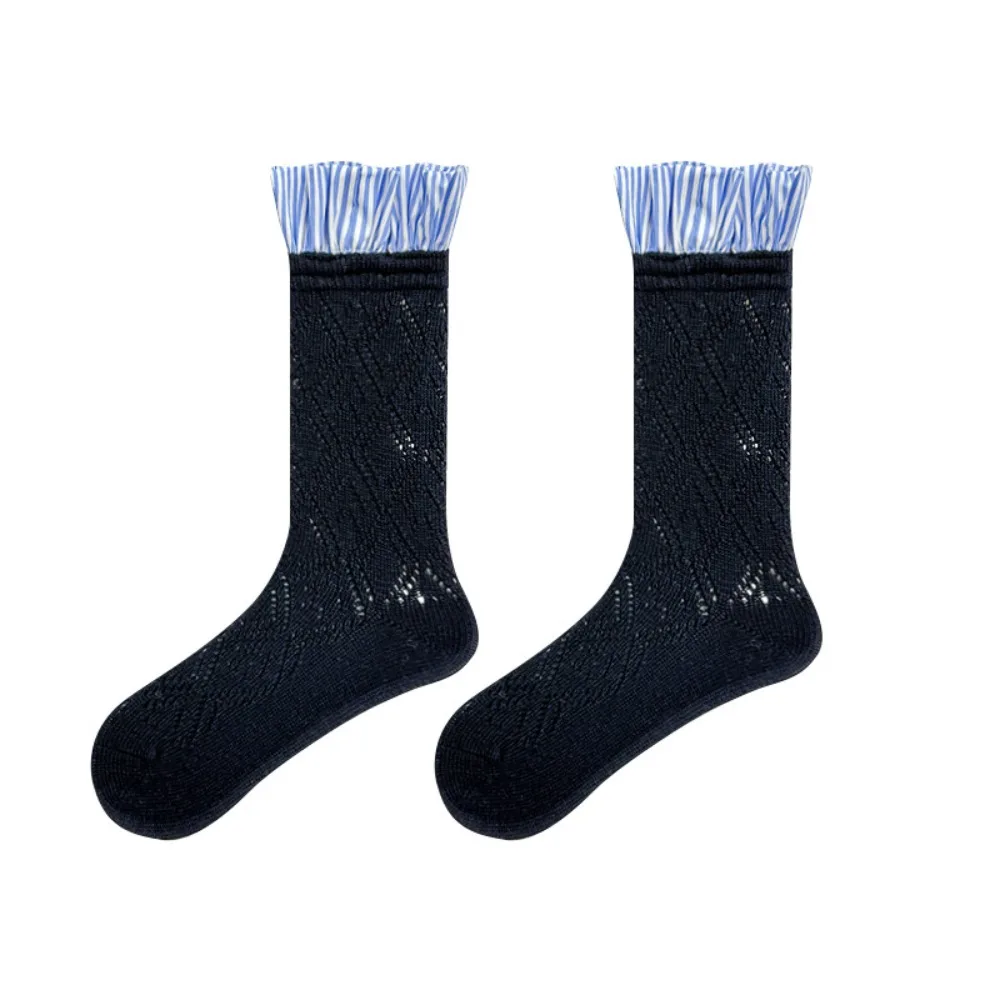 Simple Thin Ruffle Socks Mesh Ballet Style JK Cotton Socks Sweat-absorbing Jacquard Short Sock Lady