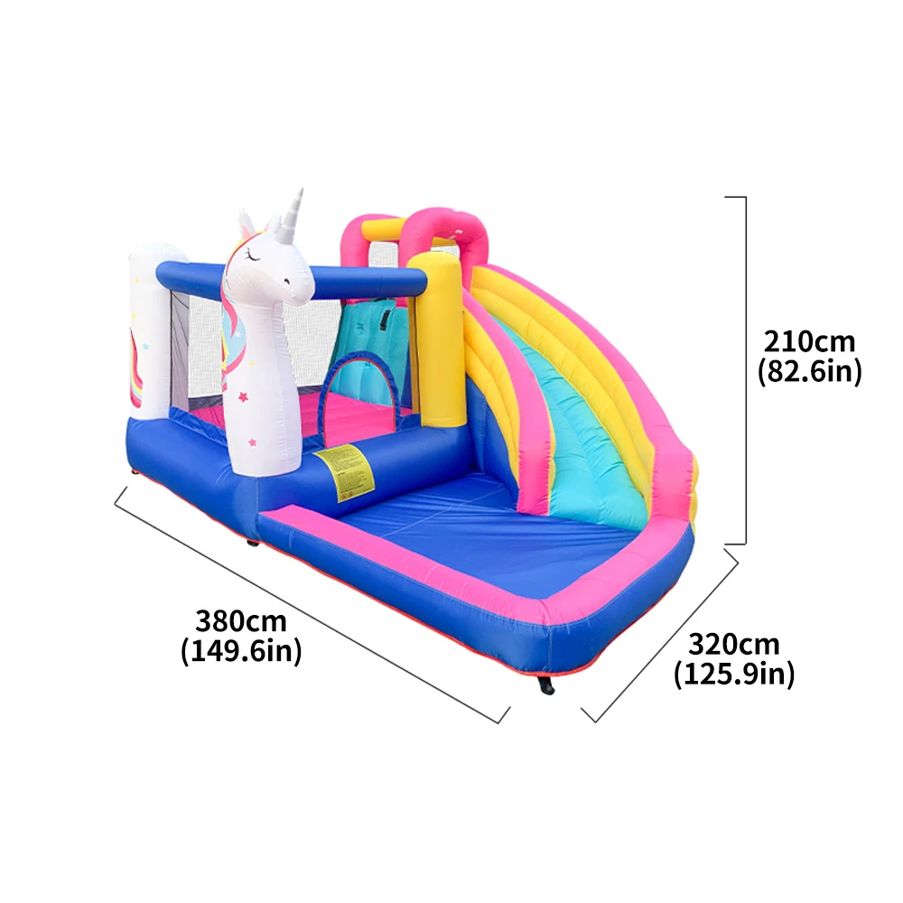 โรงงานที่กําหนดเองกลางแจ้งยูนิคอร์นปราสาท Bouncy Bouncer พองกระโดด Bouncing ปราสาทแทรมโพลีนพองสําหรับขาย